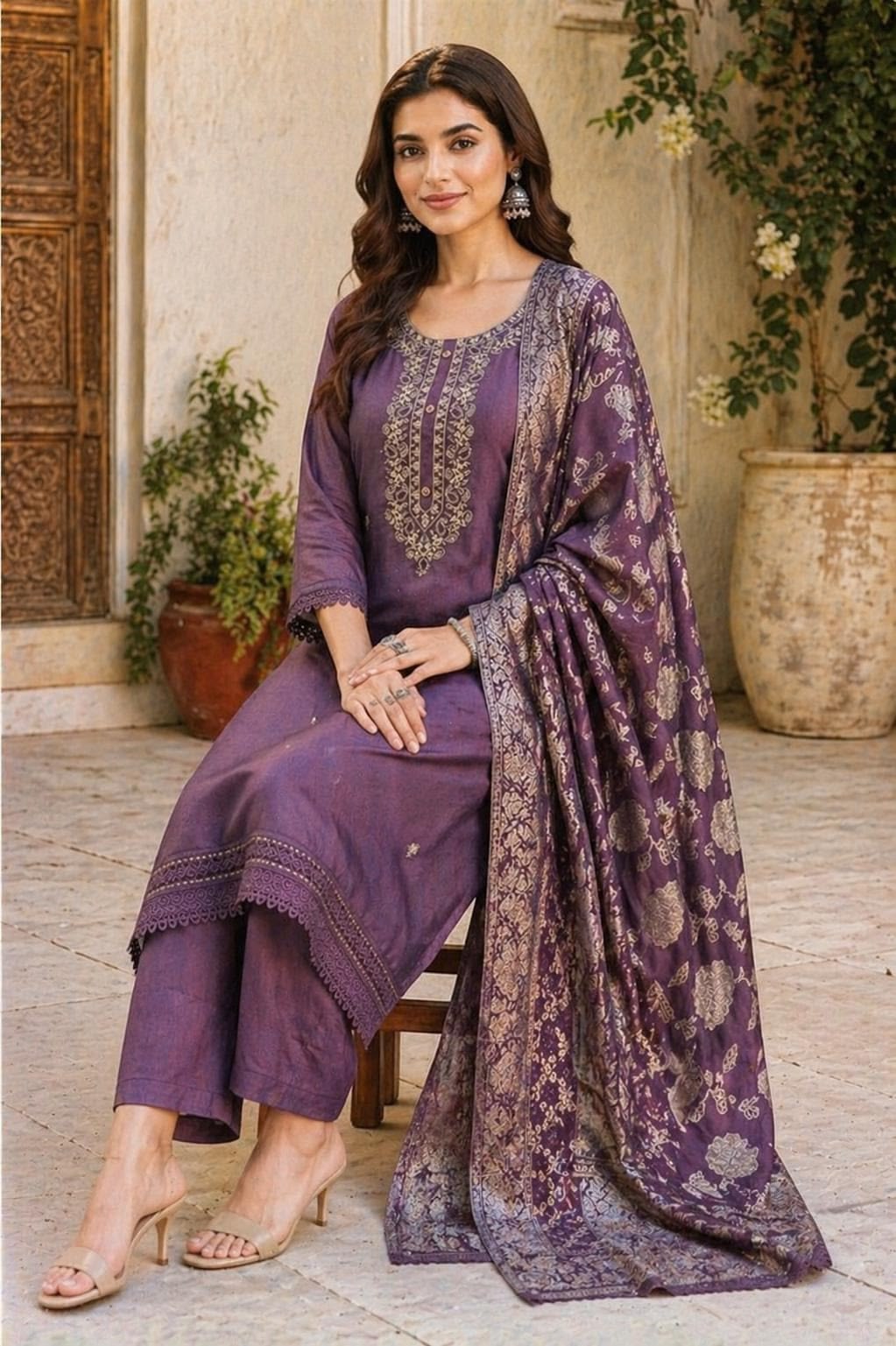 Example churidar outfit for wedding guests
